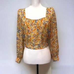 Astr The Label Willa Shirt Xs Floral Boho Bliss Tie Back Cottage Prairie Classic